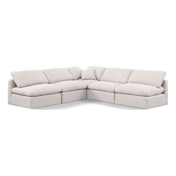 Meridian Furniture Indulge 169.5" Fabric L-Shaped Modular Sectional in Cream