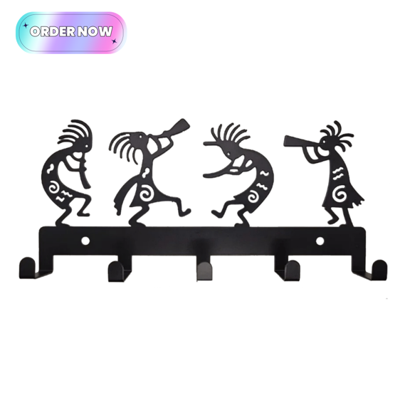 Tcbosik Wall Mounted Coat Rack with 5 Hooks, Vintage Key Holder for Hallway, Entryway, Living Room, Black