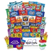 60 Count Salty Sweet Snack Box - Snacks Variety Pack for Adults - College Care Package Gift Basket - Snack Packs