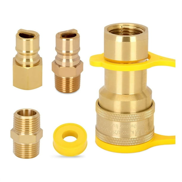 Conexiones Rápidas de Gas Natural de 1/2 Pulgada, Kit de Desconexión Rápida de Manguera de Propano, para Parrilla A Gas, Calentador y Generador