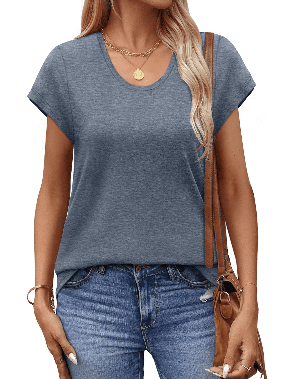 MOSHU Casual Womens T-Shirts Basic Tops for Women Cap Sleeve Loose Tank Tops