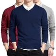 thumbnail image 1 of Cotton Sweater Men Long Sleeve Pullovers Outwear Man V Neck Male Sweaters Fashion Brand Loose Fit Knitting Clothing Korean Style, 1 of 5