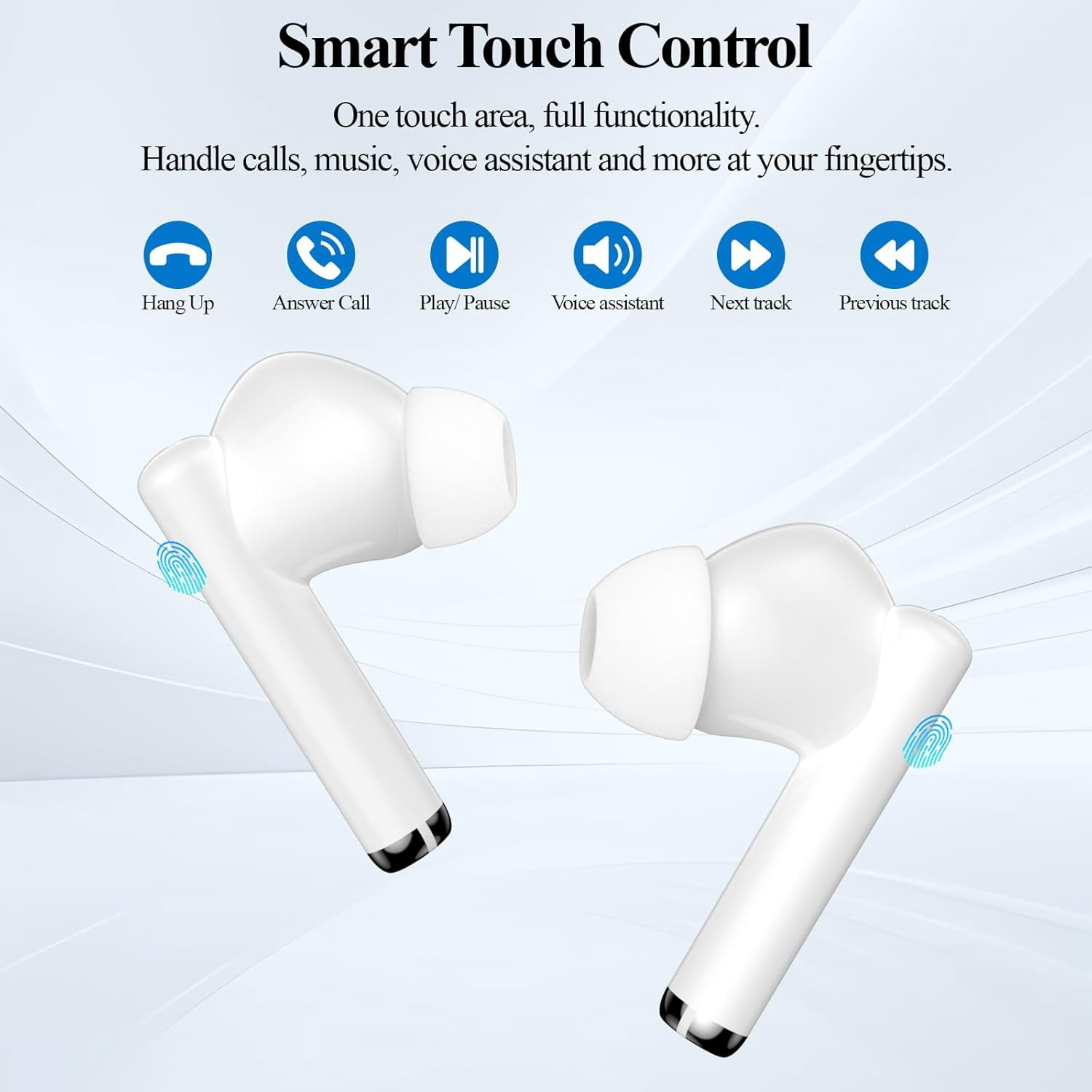 Wireless Earbuds for iPhone 16 15 Pro 14 Plus 13 XR iPad 10th Bluetooth 5.3 Headphones for Google Pixel 10 Pro 9 8A Samsung S21 S25 Note 20 HiFi Stereo Sound Earphones with Mic Touch Control Headset