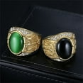 thumbnail image 4 of HIJONES Men's Stainless Steel Unique Libra Zodiac Sign Rhinestone Ring White Zircon Birthday Party Jewelry Gold Black Stone Size 9, 4 of 5