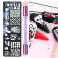 thumbnail image 5 of 3 Placa de estampado para decoración de uñas, estampador, pluma de esponja, murciélagos de calabaza de Halloween para imagen, 5 of 5
