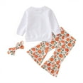thumbnail image 4 of Tisuna 2 Pieces Halloween Outfit Set For Toddler Girls Pumpkin Print Sweatshirt And Flare Pants Matching Set Child Festival Casual Wear Clothes For Age 6 Months-4 Years, 4 of 8