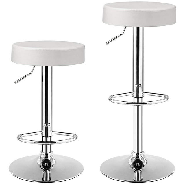 Taburetes de bar COSTWAY modernos giratorios sin respaldo piel sintética color blanco