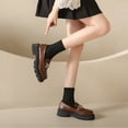 thumbnail image 7 of IEMIEMIEM Women's Chunky Platform Loafers Fashion Metal Chain Comfortable Slip On Round Toe Non Slip Block Heel Penny Loafers for Casual Daily Business Dressy Brown 5.5 Wide, 7 of 7