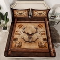 thumbnail image 2 of Homewish Tribal Western Deer Twin Sheet Sets, Rustic Farmhouse Twin Fitted Sheet, Brown Lodge Cabin Flat Sheet, Breathable Home Decor, 3-Piece, 2 of 7