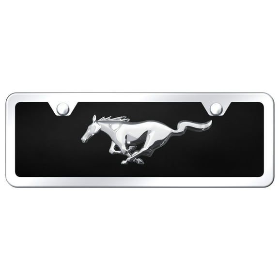 Ford Mustang Logo Mini License Plate Kit (Chrome on Black)