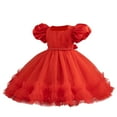 thumbnail image 2 of Baby Girls Puff Sleeve Mini Princess Dress Bow Backless Fluffy Fairy Party Wedding Flower Girl Dress Summer Outfits, 2 of 5