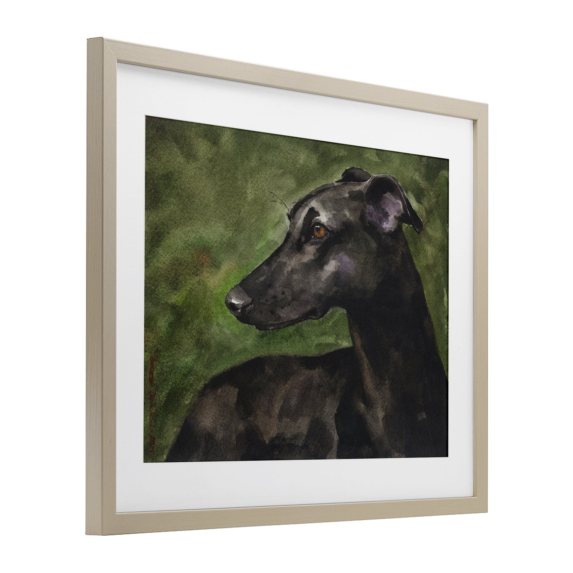 Stupell Industries Black Greyhound Portrait Birch Framed Print Under Glass, design by George Dyachenko
