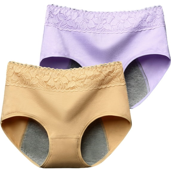 Xmarks Women's Stretch Cotton Underwear Mid Waisted Panties Soft Breathable Briefs 2 Pieces 88-110LBS