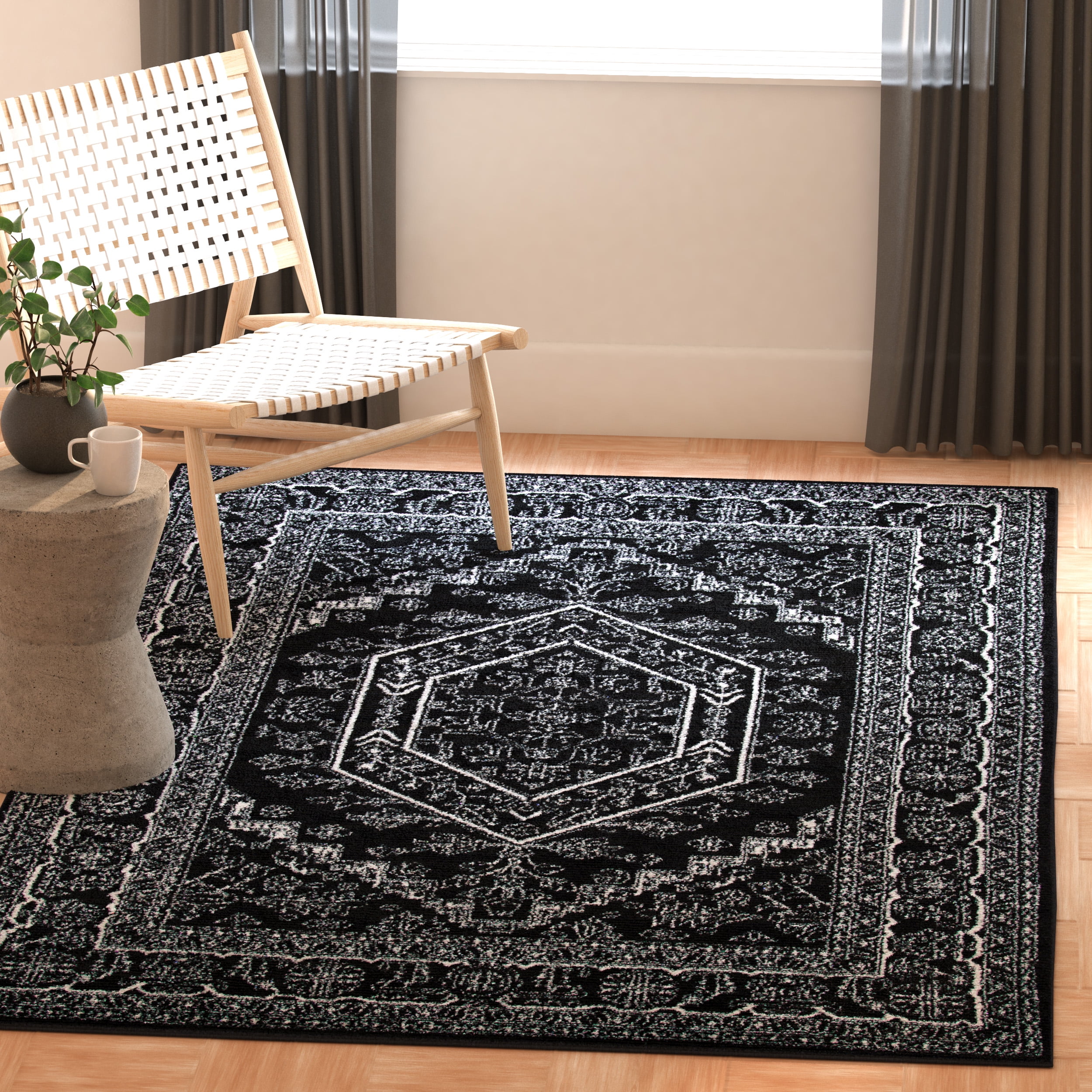 SAFAVIEH Adirondack Xavier Traditional Area Rug, Black/Ivory