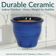 thumbnail image 6 of Sunnydaze Studio 15" x 15" x 12.5" Round Imperial Blue Ceramic Outdoor Planter, 6 of 13