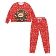 thumbnail image 2 of DISNIMO Women's Pajama Sets Deer Leaf Printed Christmas Sleepwear Long Sleeve 2 Piece Lounge Sets Crew Neck Pullover Top with Long Pant, Available in Plus Size, M, 2 of 7