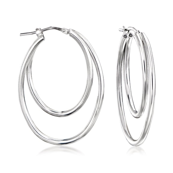 Ross-Simons Italian Sterling Silver Double-Oval Hoop Earrings, Women's, Adult