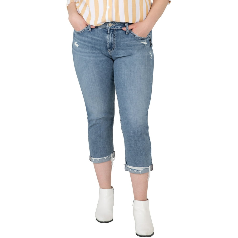 Silver Jeans Silver Jeans Co. Women's Plus Size Suki Mid Rise Capri