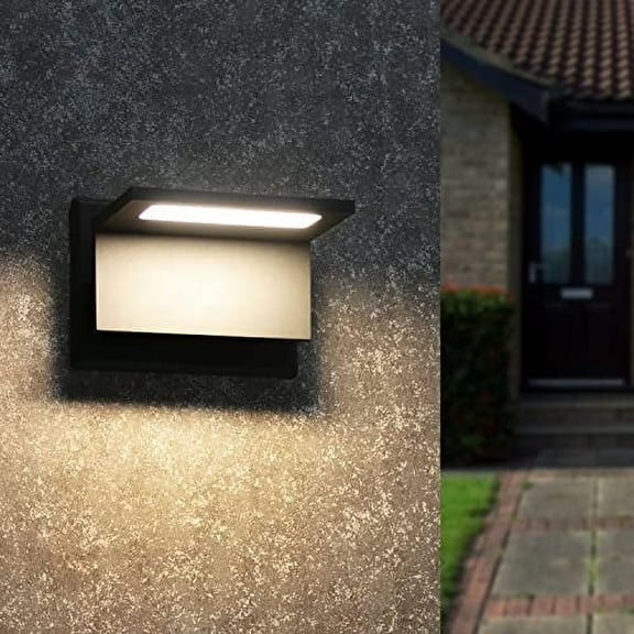 Outdoor Porch Wall Light Fixture Black Exterior Modern LED Front Door Light with IP54 Waterproof for Garden Patio Garage,10W 3000K 680LM