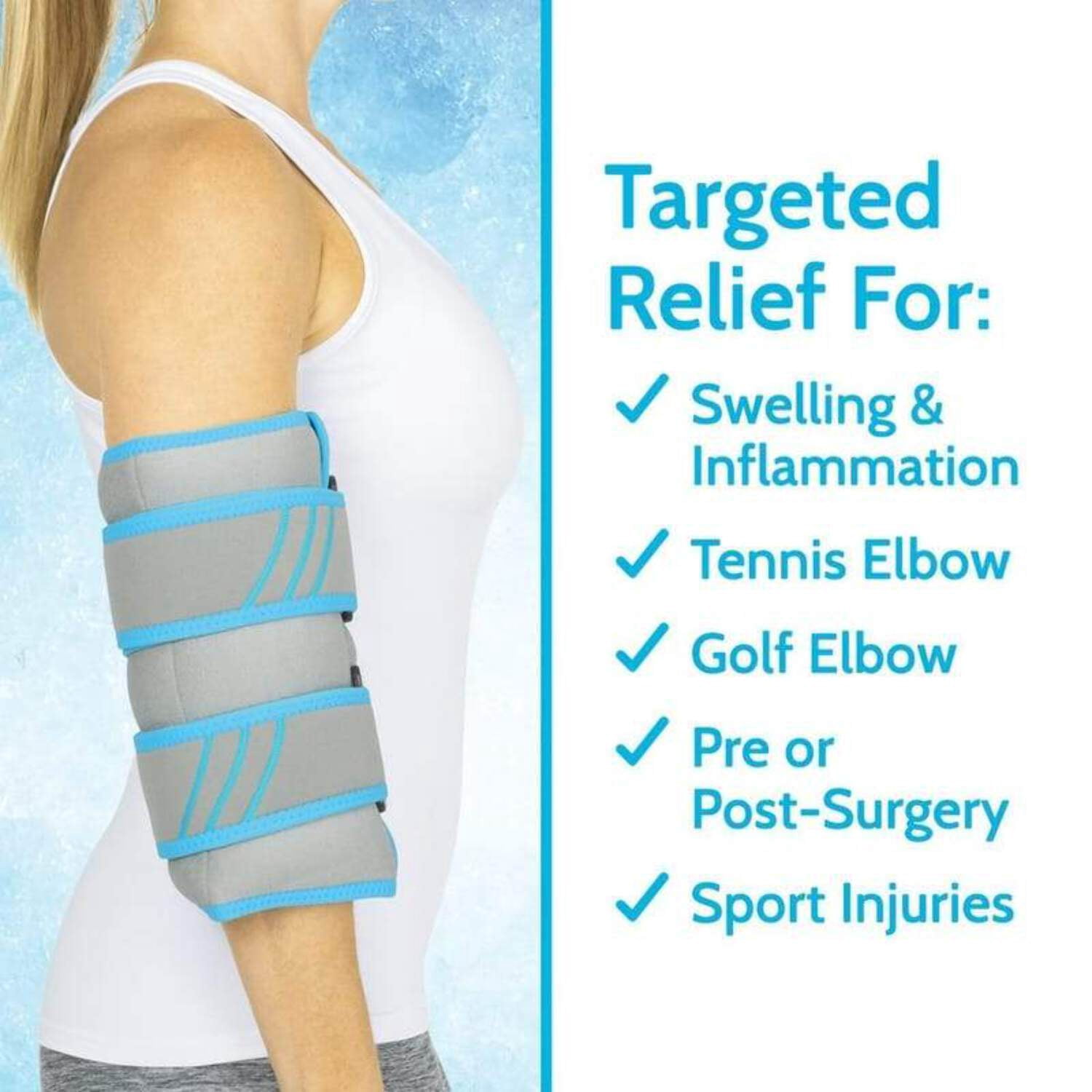 Vive Elbow Ice Pack Wrap – Reusable Hot & Cold Therapy with Compression for Pain Relief, Arthritis, Tendonitis, Sports Injuries – Adjustable for Men & Women