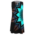thumbnail image 3 of Women Summer Loose Dress Sleeveless Floral Print V Neck Hollow Out Sundress Casual Beach Dress Mini Dress Length Dress Linen Dress Olive Summer Dress Tunic Swing Dresses for Women Button Dress, 3 of 4