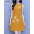 thumbnail image 2 of Women Floral Print Tank Sundress 2024 Summer Holiday Sleeveless Mini Dresses Casual Loose Dress Elegant Robes Oversized, 2 of 5