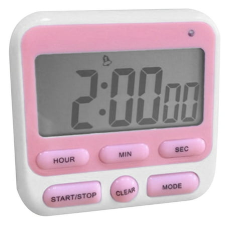 

LCD Digital Electronic Timer Reminder Countdown with Clock Alarm Switch Pink Timer