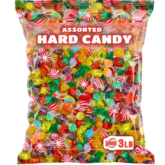 Lalees Hard Candy Mix, 3 lb Bulk Individually Wrapped Assorted Classic Hard Candy Variety Pack for Candy Bowls, Offices, Parties & Events