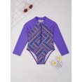 thumbnail image 3 of JanJean Kids Girls One Piece Swimsuits Prints Long Sleeve Bathing Suit Rash Guard Beach Swimwear Purple 6, 3 of 7