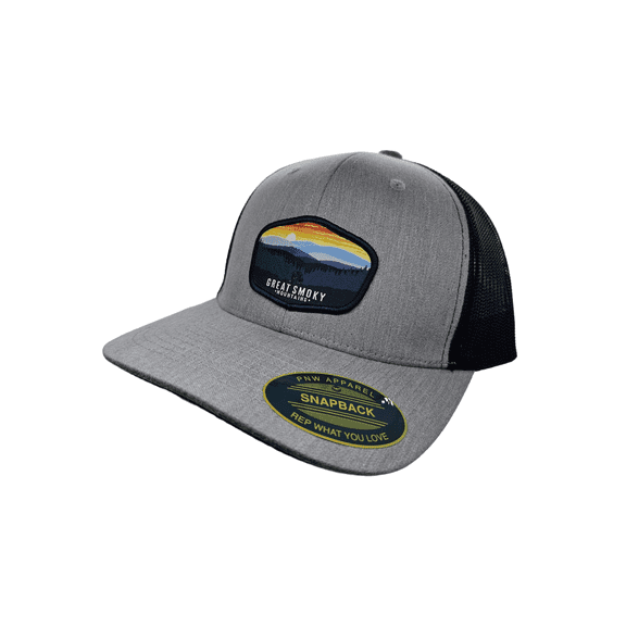 Great Smoky Mountains Trucker Hat - Heather Grey on Black