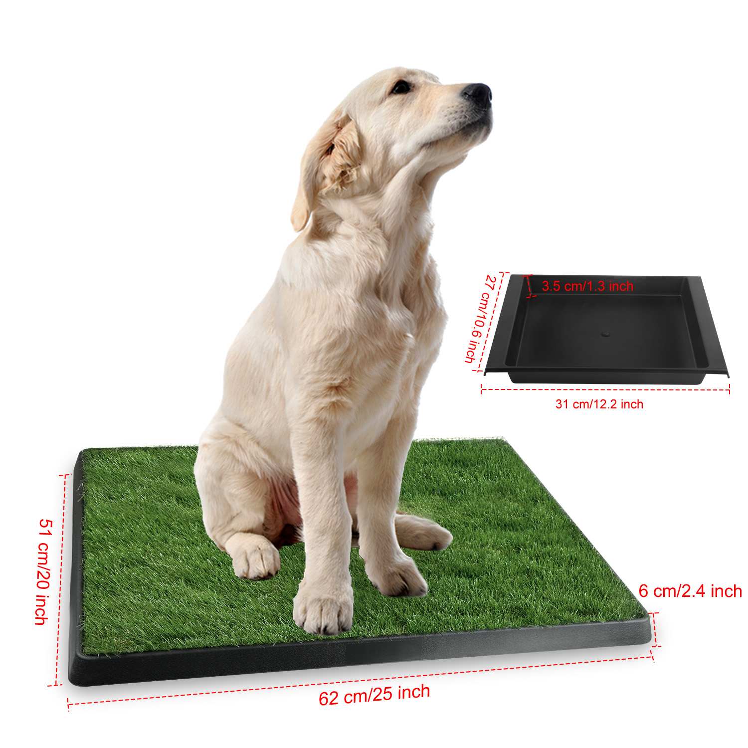 Moclever Puppy Potty Training Grass Pad 25x20in Dog Pee Pad for Small Medium Dogs Indoor Outdoor Use