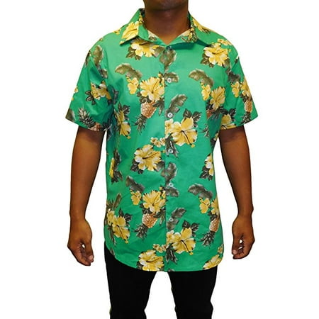 Hawaiian Shirts For Men - Men's Hawaiian Aloha Traditional All-Over Print Button Down Shirt - Made in USA (SMALL) W26