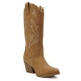 thumbnail image 2 of Soda Women Cowgirl Cowboy Western Stitched Heel Boots Pointy Toe Mid Shaft ORVILLE-S Tan Brown Coffee Nubuck 7, 2 of 4