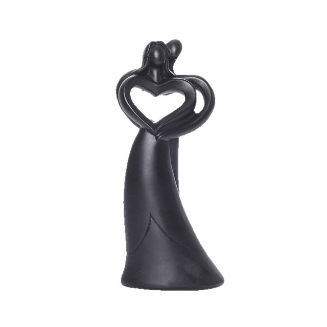 Escultura de pareja de resina negra minimalista de 14 cm abstracta