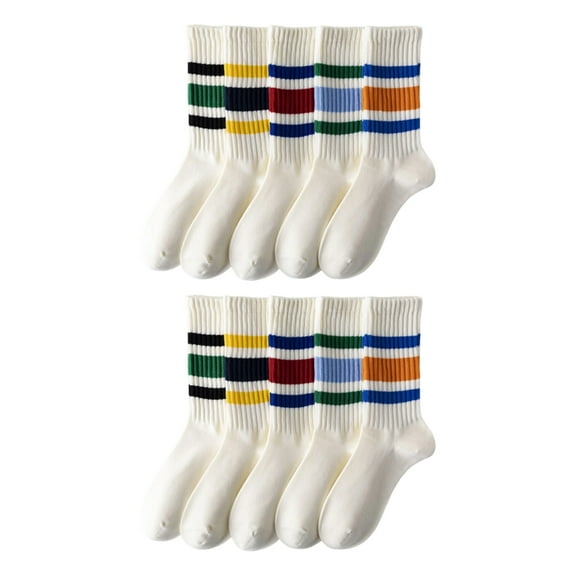 5 Pairs Cotton Ankle Socks Colorful Stripe Patterns Comfortable Daily Wear
