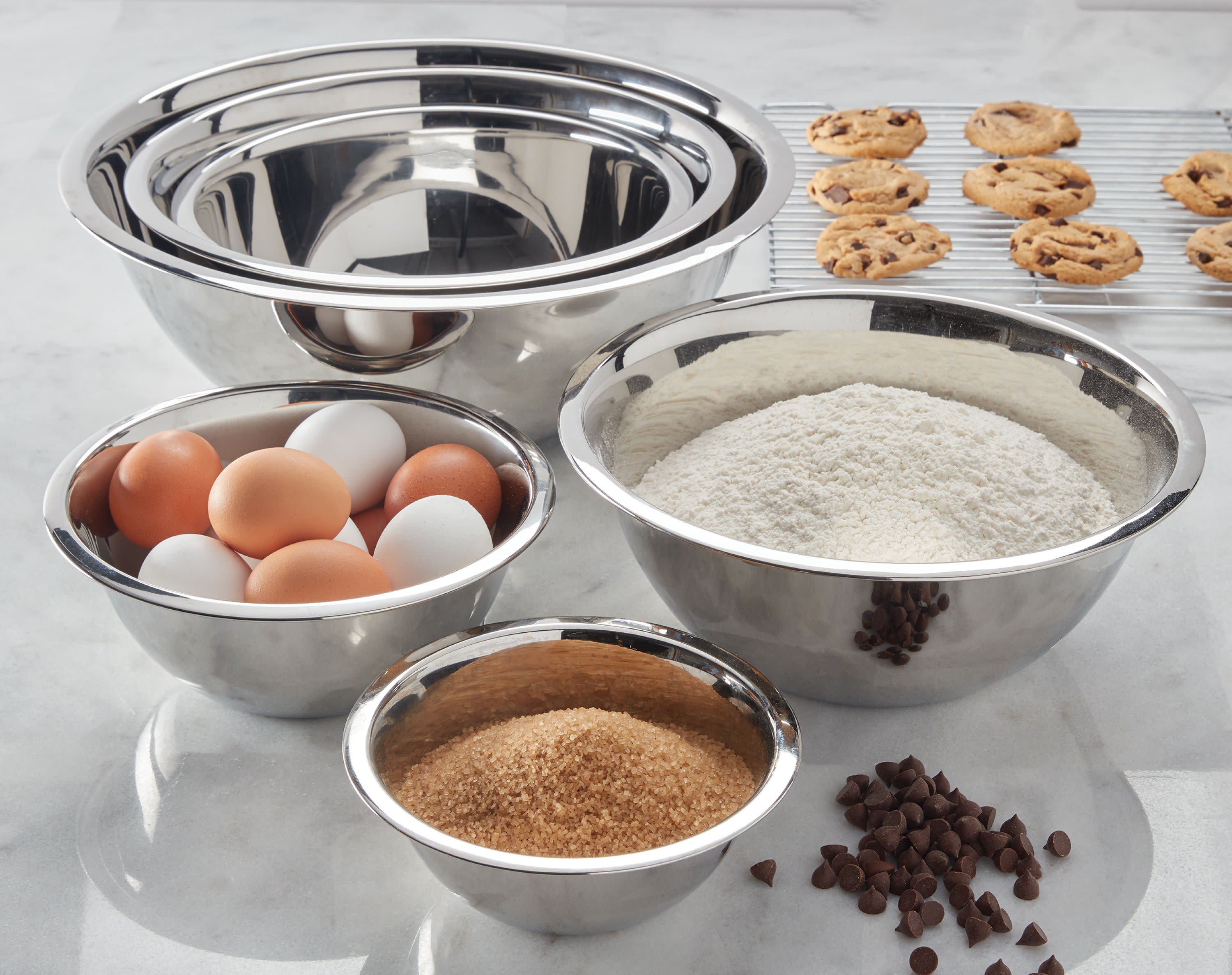 Kizmos 6piece Dishwasher Safe Stainless Steel Mixing Bowl Set