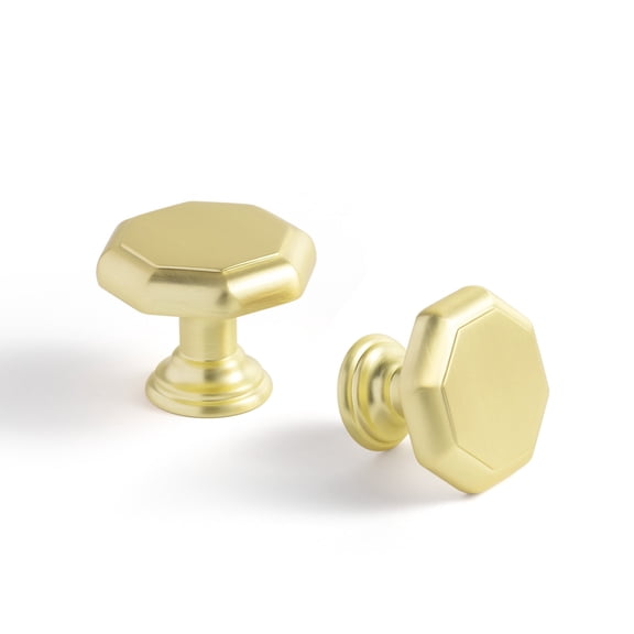 Goo-Ki 12-Pack Light Brushed Brass Kitchen Cabinet Knobs, Single Hole Zinc Alloy Drawer Knobs, Dresser Pulls Handles for Kitchen,Drawer,Cupboard & Wardrobe