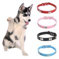 thumbnail image 3 of Flmtop Collier Ajustable pour Petit Chien Chiot en Faux Cuir Os Facile à Porter Sangle de Cou Rose, 3 of 9