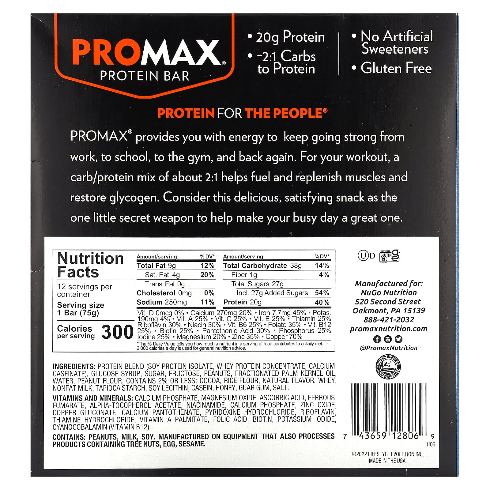Promax Nutty Butter Crisp, 20g High Protein, Gluten Free, 12 Count