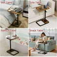 thumbnail image 2 of C-Shaped Tables Small Swivel End Table, Height Adjustable Side Tables Living Room, Snack Couch Wooden Tv Trays for Eating On Couch, Rustic Brown, 2 of 16
