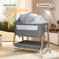 thumbnail image 3 of suihuooo 4-in-1 Rocking Baby Bassinet with Wheels and Storage Basket 7 Height Adjustable Mosquito Net for Newborn,Khaki, 3 of 7