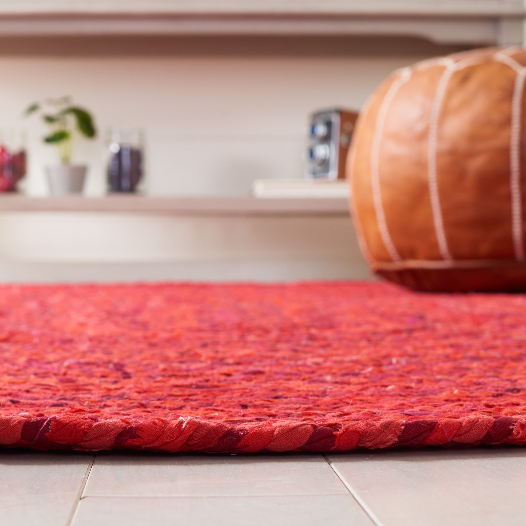 SAFAVIEH Braided Calvin Transitional Cotton Reversible Area Rug, Red, 5' x 8' Oval