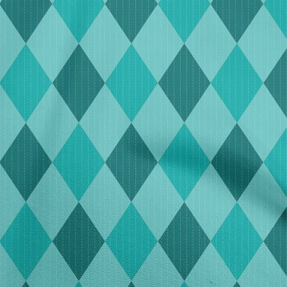 oneOone Rayon Turquoise Blue Fabric Argyle Diy Clothing Quilting Fabric Print Fabric By Yard 56 Inch Wide