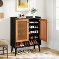 thumbnail image 2 of Tribesigns Shoe Cabinet, Natural Handmade Rattan Shoe Rack Organizer, 6 Tiers 24-30 Pairs Heavy Duty Shoe Storage Cabinet with Doors for Entryway, Black & Orange, 2 of 6