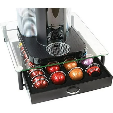 Deco Brothers KT-010-1 Crystal Tempered Glass Nespresso Vertuoline Storage Drawer Holder for Capsules