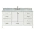 thumbnail image 2 of Ariel Cambridge 67 Inch Single Oval Sink Vanity With Carrara White Marble Countertop With 1.5 Edge In White, 2 of 10