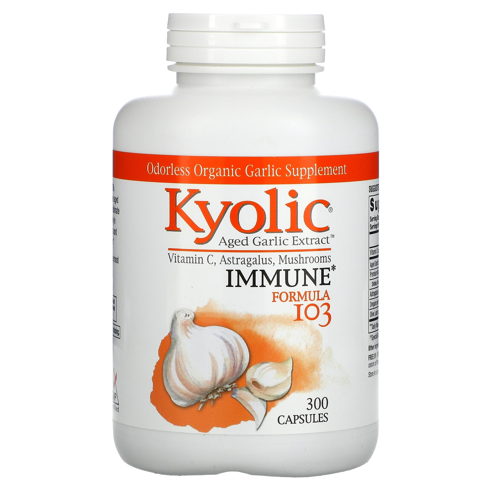 Aged Garlic Extract, Immune, Formula 103, 300 Capsules, Kyolic