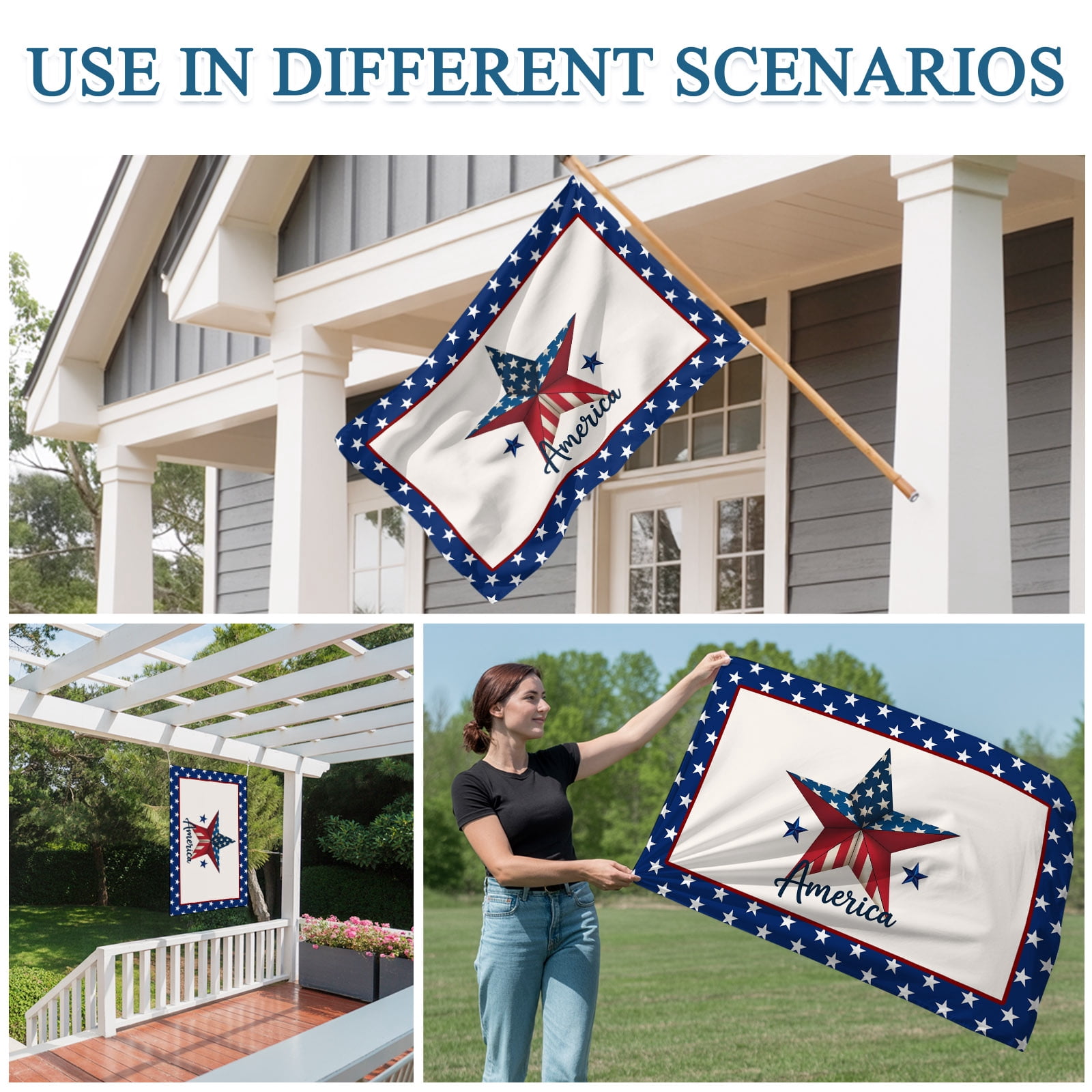 4th of July Flags for Outside 3x5 ft Stars USA Flag Outdoor Flags Double Sided Grommets House Banner Patriotic Red White and Blue Patio Yard Flag for Outdoor Party Porch Independence Day Decor