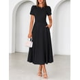 thumbnail image 4 of Merokeety Womens Summer Dresses Crewneck A Line Pleated Flowy Midi Dress With Pockets Black m, 4 of 5