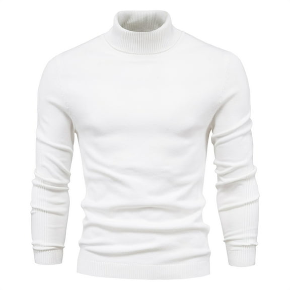 TFEOQRY Pullover Sweater for Men Solid Color Loose Comfortable Knit Wear Long Sleeved Turtleneck Sweater Top Beige